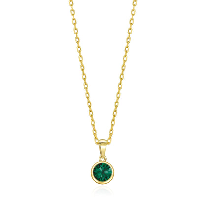 18k Gold Plated May (Emerald) Birthstone Necklace Created with Zircondia® Crystals