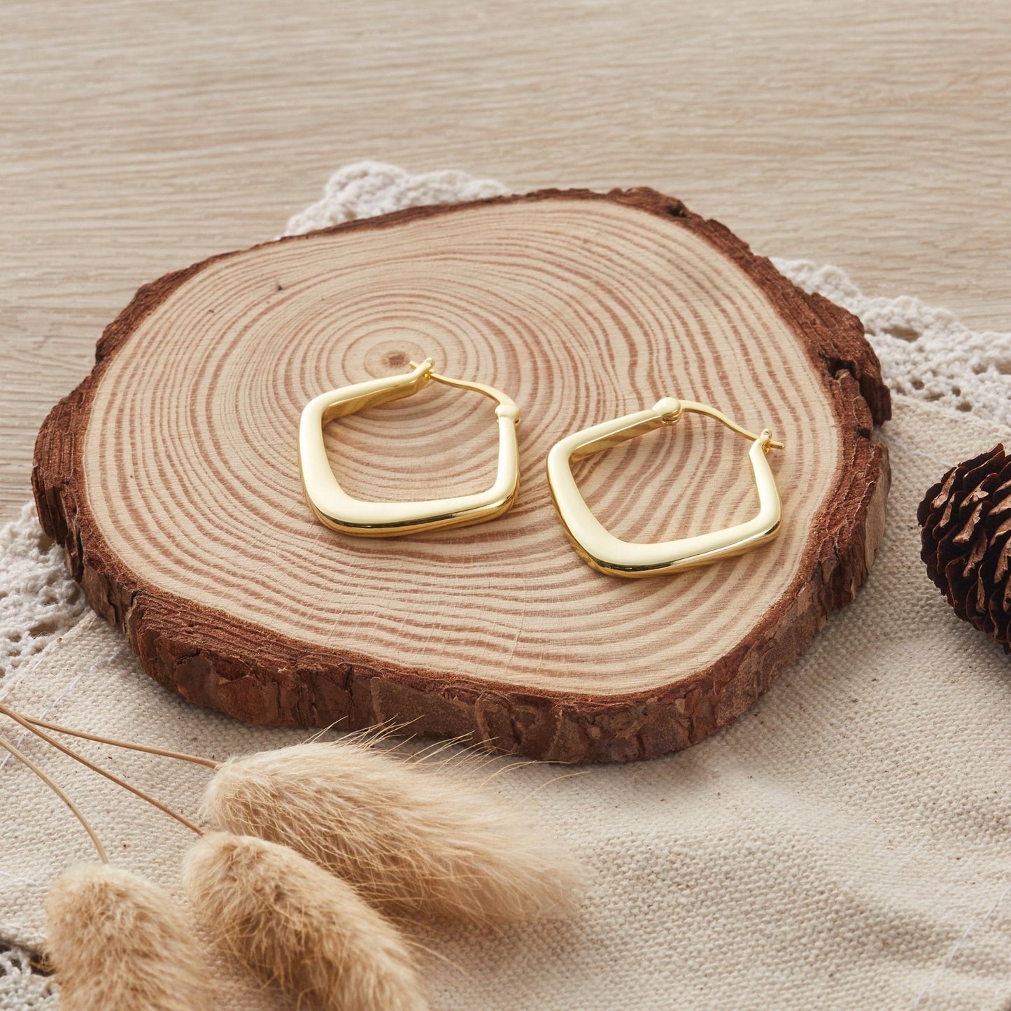 Gold Plated Medium Chunky Hoop Earrings