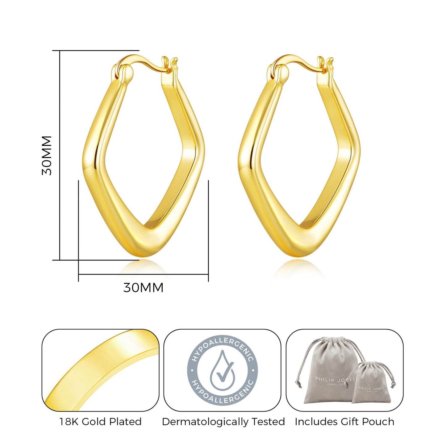 Gold Plated Medium Chunky Hoop Earrings
