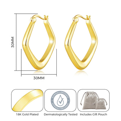 Gold Plated Medium Chunky Hoop Earrings