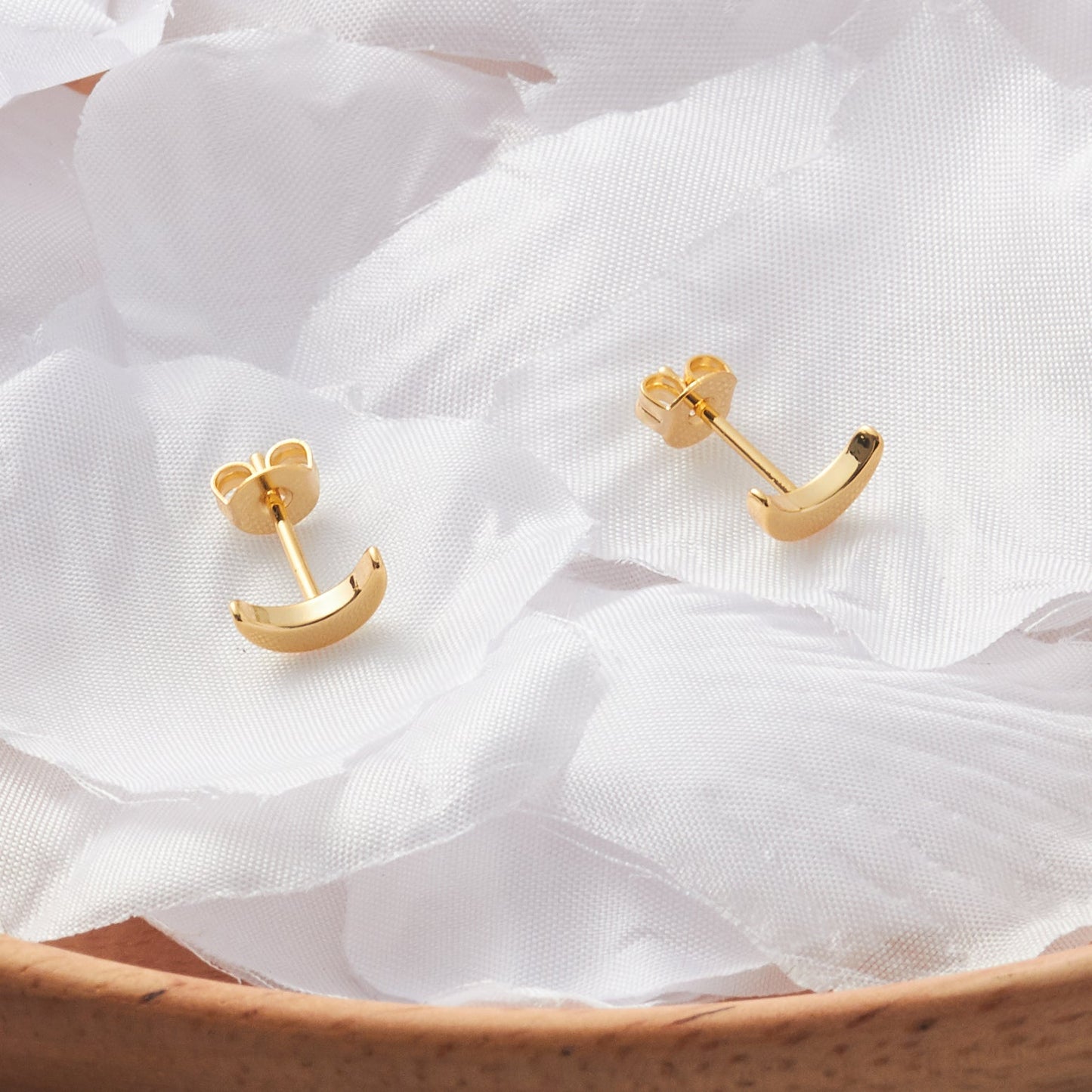 Gold Plated Moon Stud Earrings