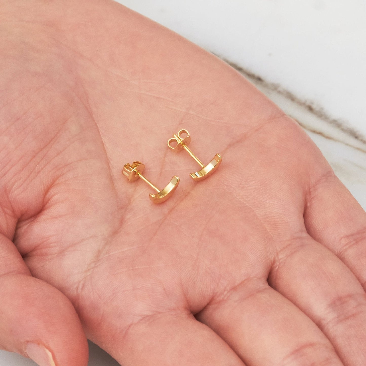 Gold Plated Moon Stud Earrings