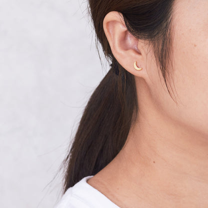 Gold Plated Moon Stud Earrings