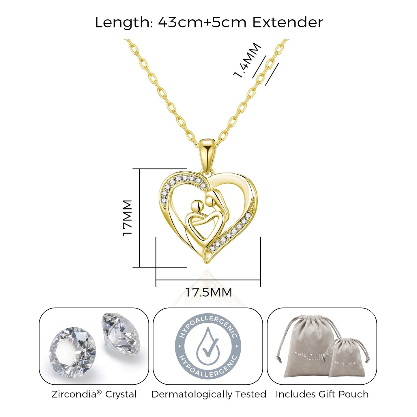 18k Gold Plated Mother And Child Necklace Created with Zircondia® Crystals