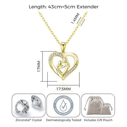 18k Gold Plated Mother And Child Necklace Created with Zircondia® Crystals