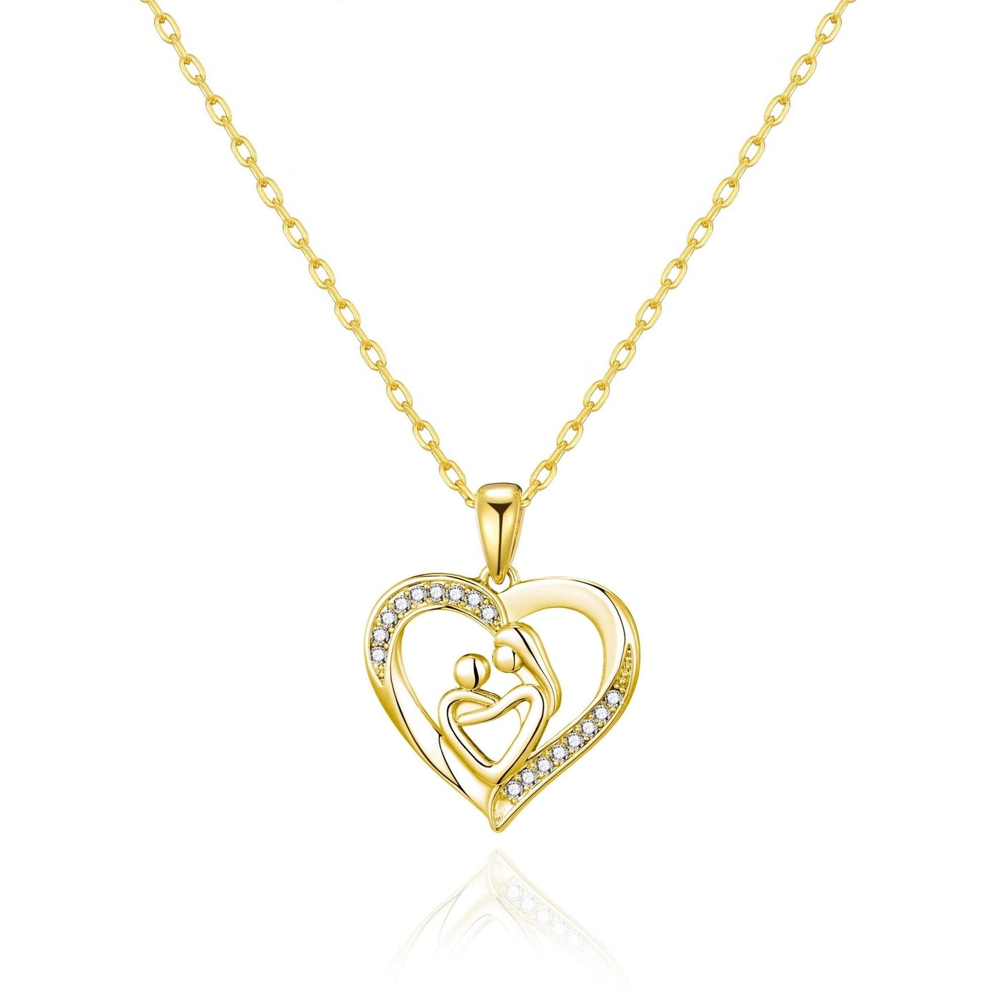 Gold Plated Mother And Child Necklace Created with Zircondia® Crystals