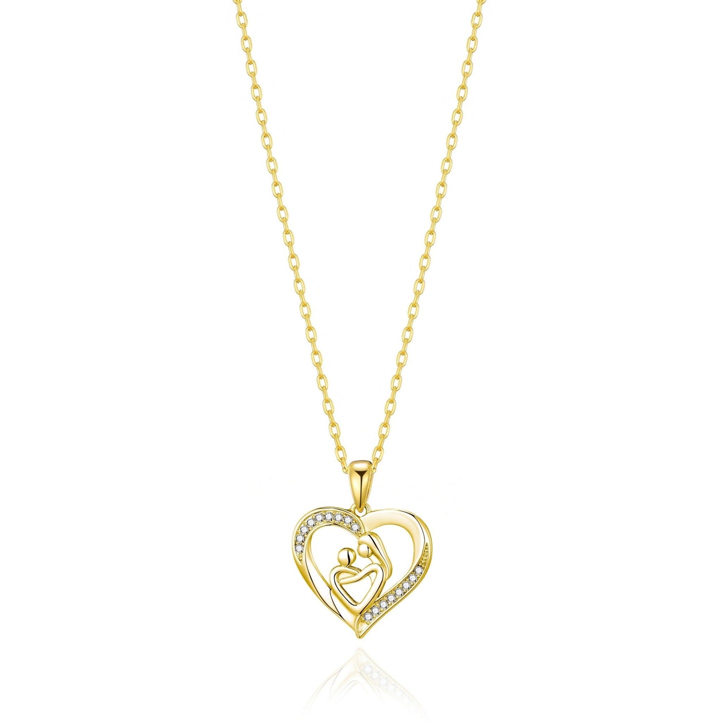18k Gold Plated Mother And Child Necklace Created with Zircondia® Crystals