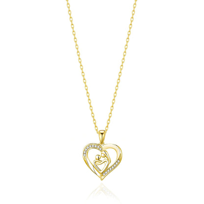 18k Gold Plated Mother And Child Necklace Created with Zircondia® Crystals