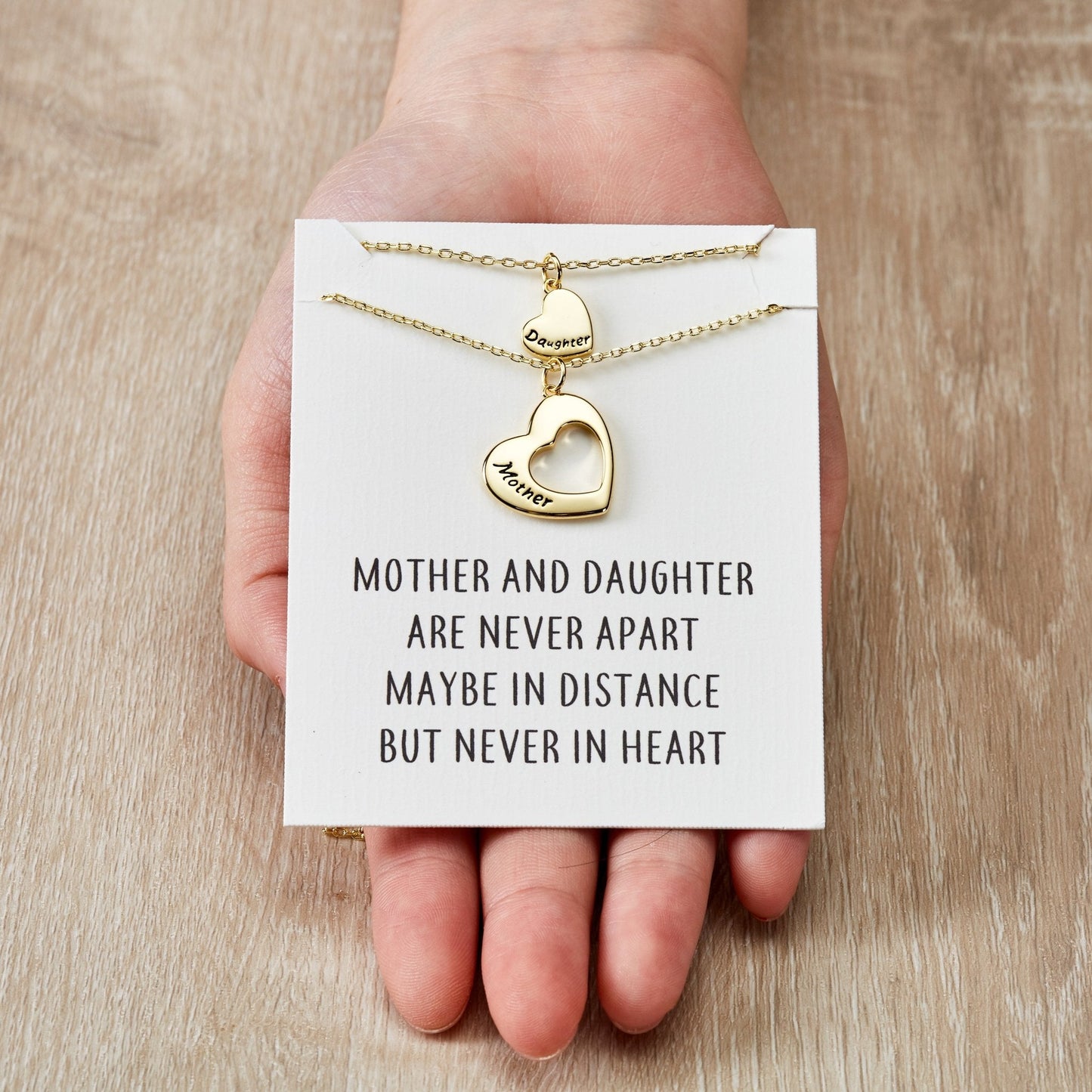 18k Gold Plated Mother and Daughter Necklace Set with Quote Card