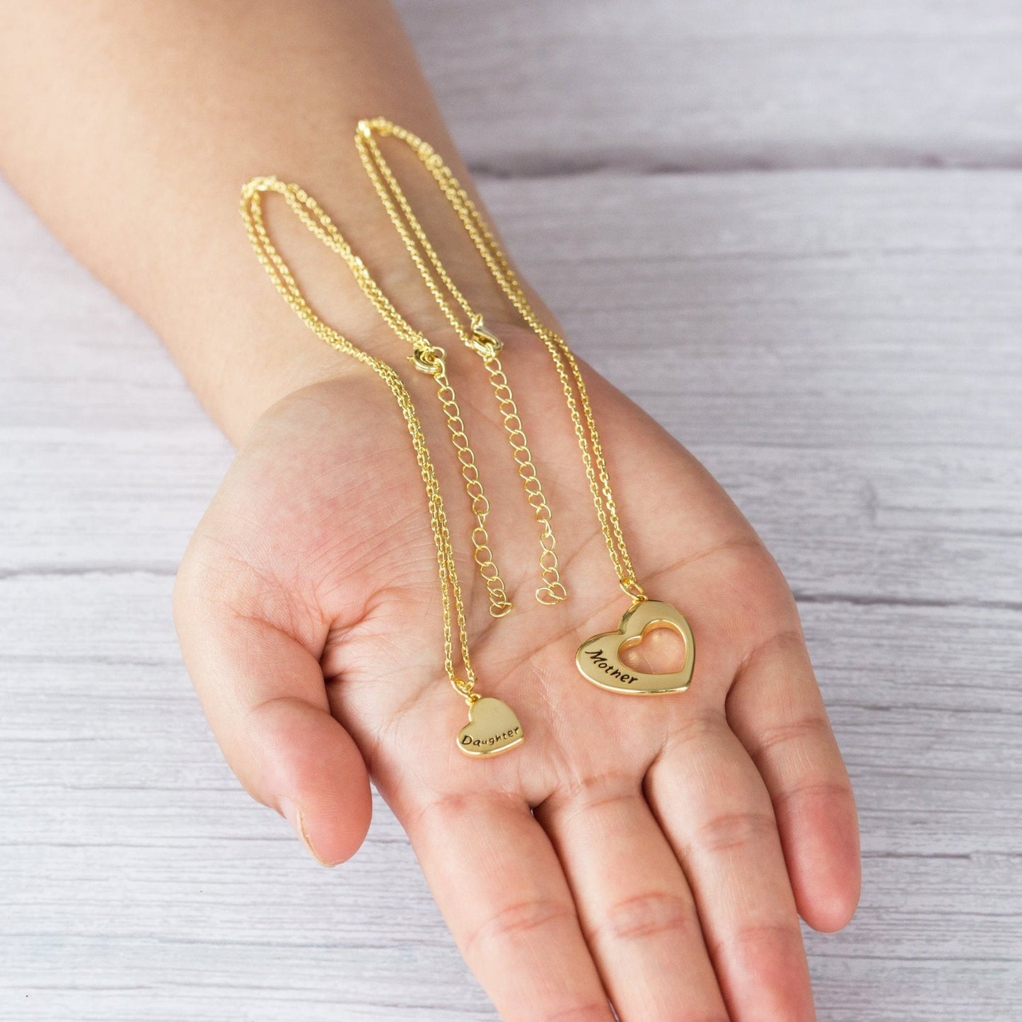 18k Gold Plated Mother and Daughter Necklace Set with Quote Card