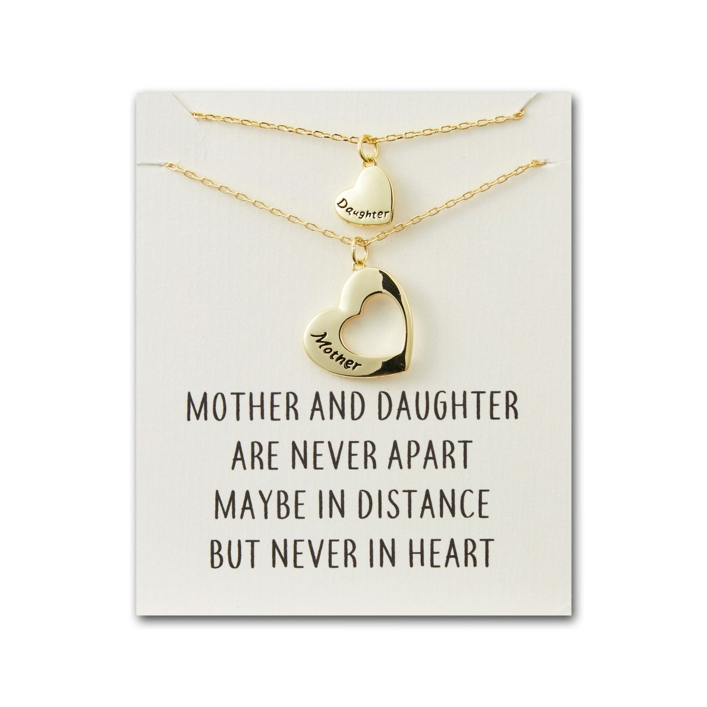Gold Plated Mother and Daughter Necklace Set with Quote Card