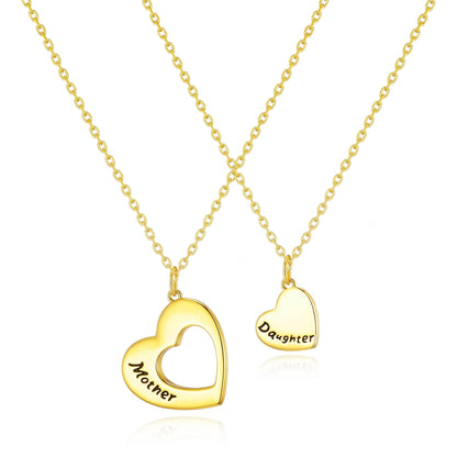 Gold Plated Mother and Daughter Necklace Set with Quote Card