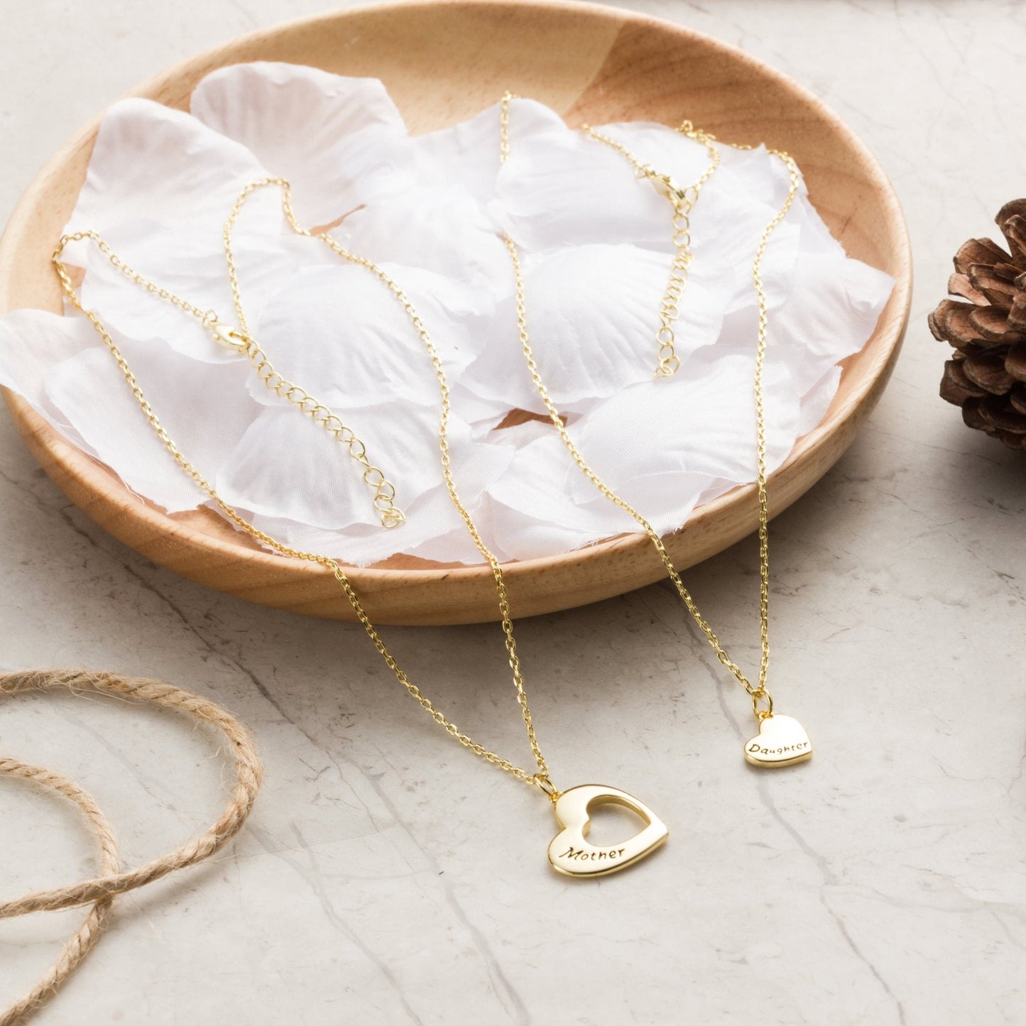 18k Gold Plated Mother and Daughter Necklace Set with Quote Card