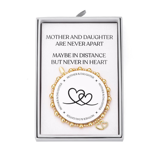 Gold Plated Mother and Daughter Quote Stretch Bracelet with Gift Box