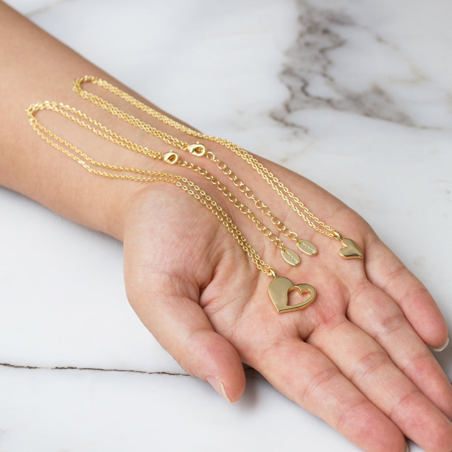 18k Gold Plated Mother Daughter Piece of My Heart Necklace Set