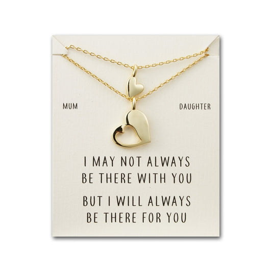 Gold Plated Mother Daughter Piece of My Heart Necklace Set