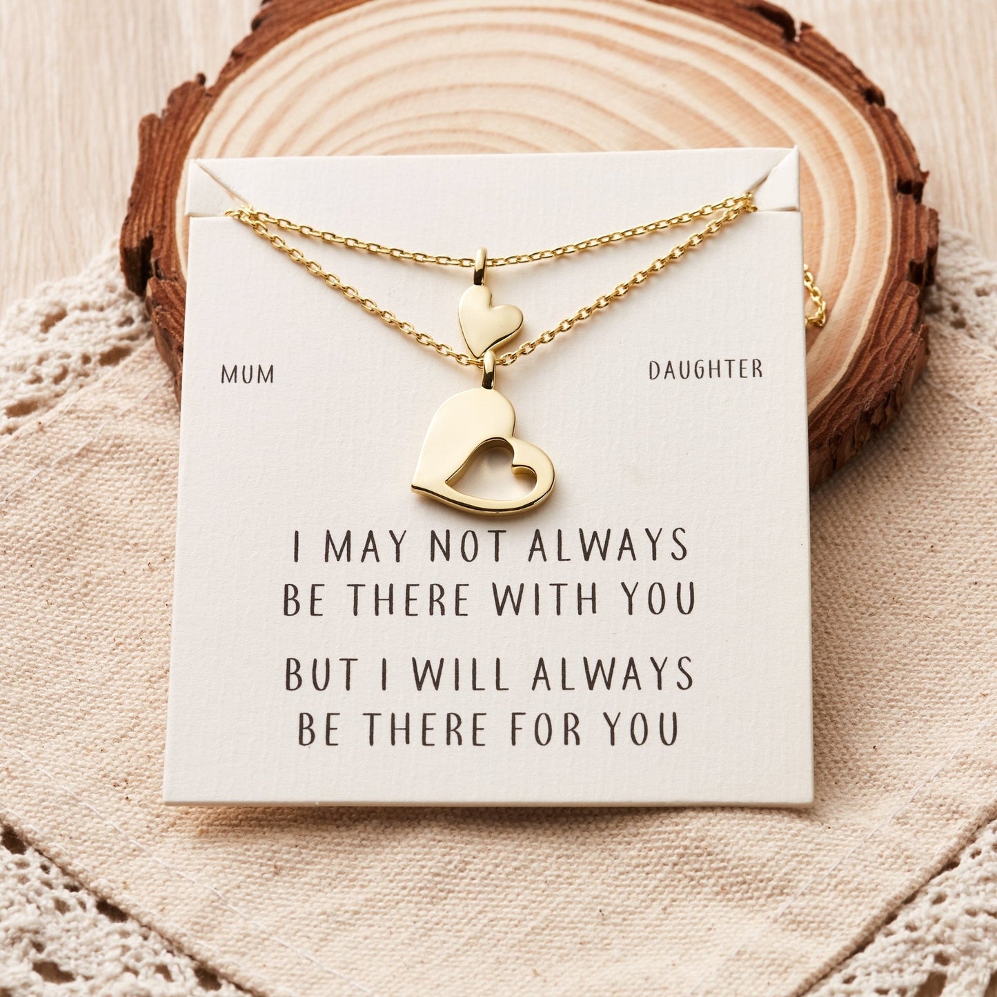 18k Gold Plated Mother Daughter Piece of My Heart Necklace Set