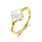Gold Plated Mother of Pearl Gemstone Adjustable Clover Ring