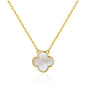 Gold Plated Mother of Pearl Gemstone Clover Necklace