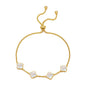 Gold Plated Mother Of Pearl Multi Clover Friendship Bracelet