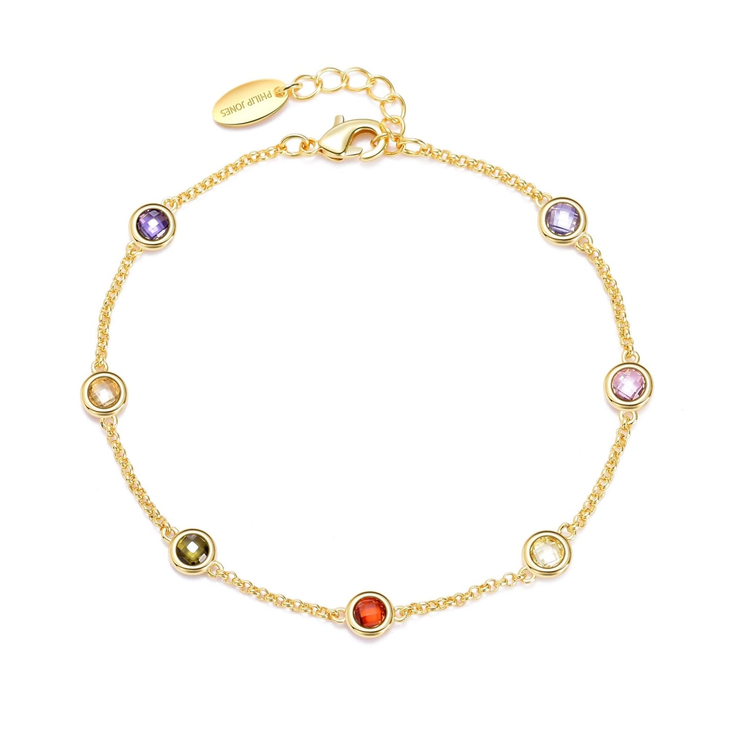 Gold Plated Multi Coloured Crystal Bracelet Created with Zircondia® Crystals