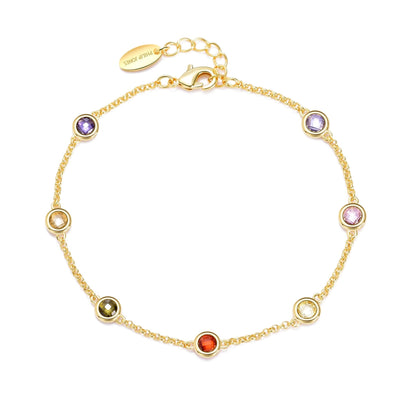 Gold Plated Multi Coloured Crystal Bracelet Created with Zircondia® Crystals
