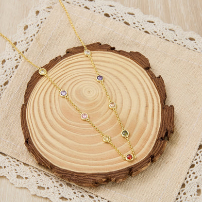 Collier en or 18 carats plaqué et cristaux multicolores, créé avec des cristaux Zircondia®