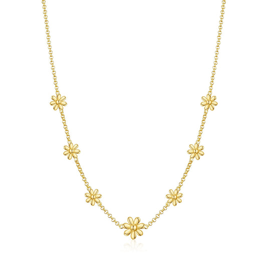 Gold Plated Multi Daisy Necklace