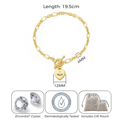 Gold Plated Mum Charm Bracelet Created with Zircondia® Crystals