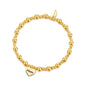 Gold Plated Mum Heart Charm Beaded Stretch Bracelet