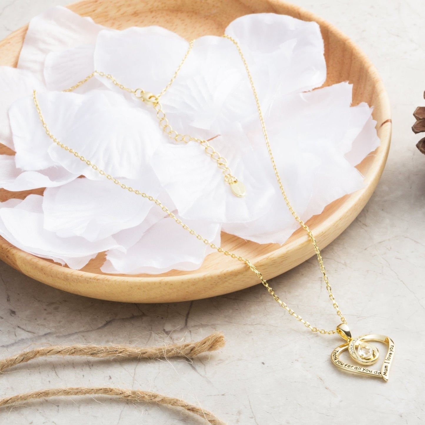 Gold Plated Mum I Love You Quote Necklace Created with Zircondia® Crystals