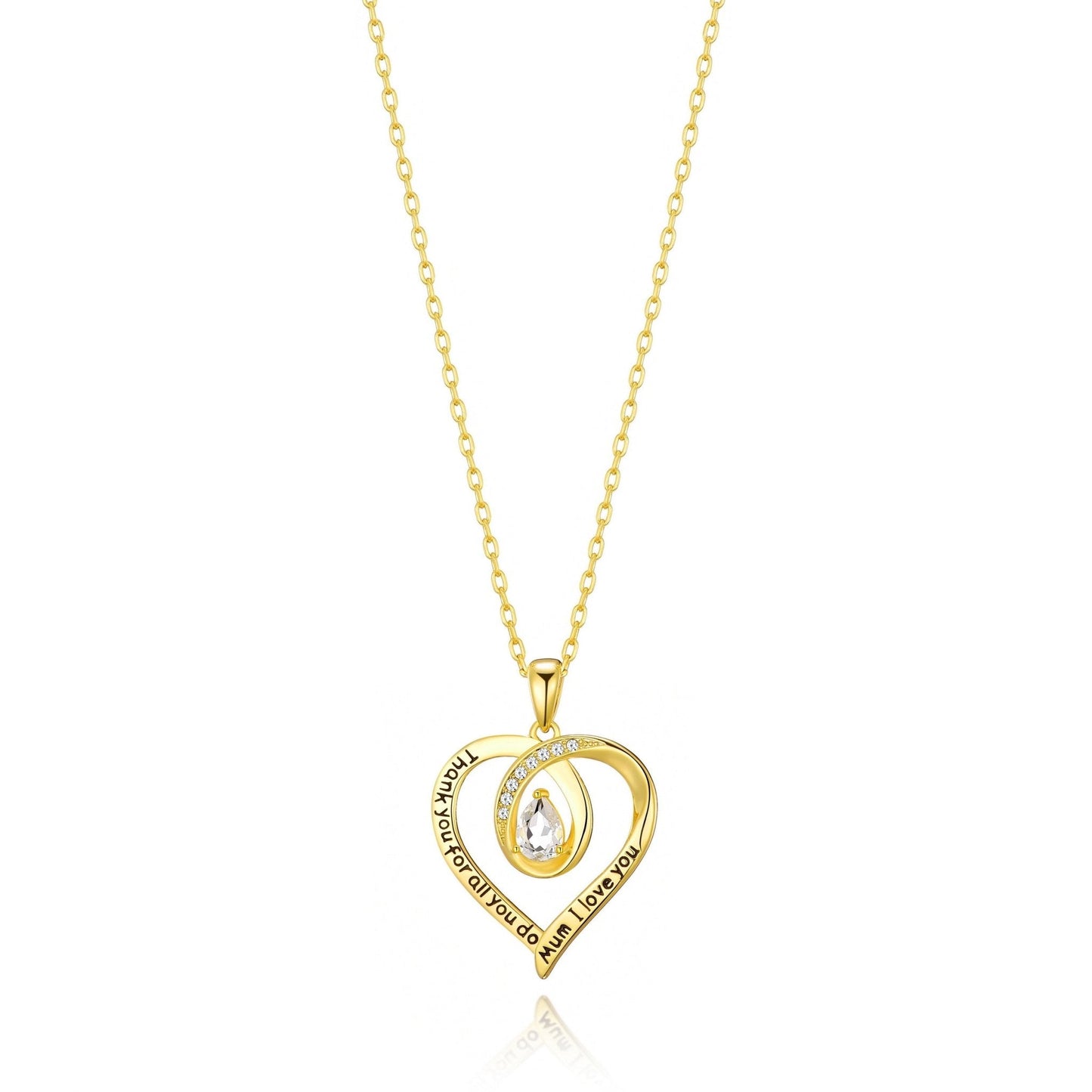 Gold Plated Mum I Love You Quote Necklace Created with Zircondia® Crystals