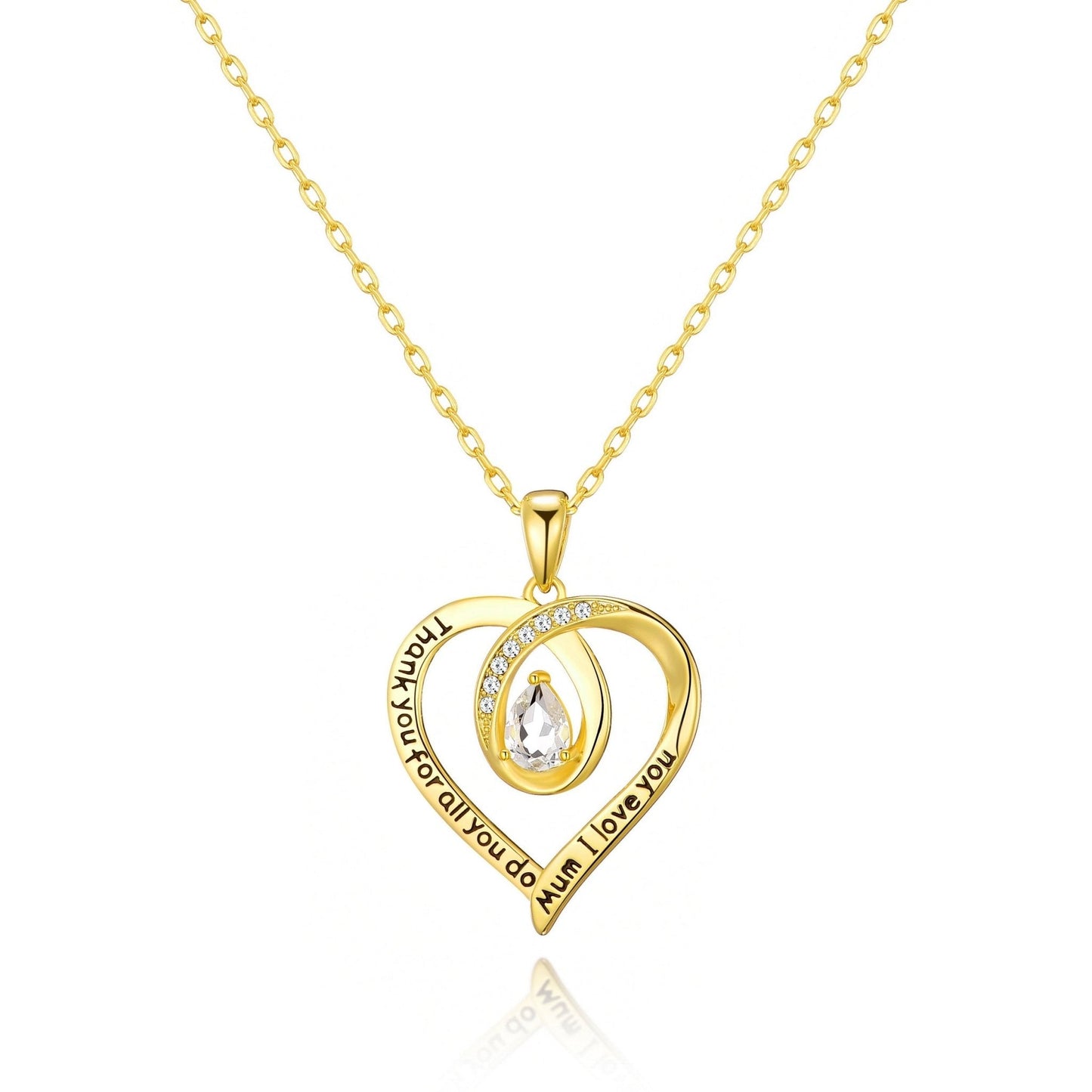 Gold Plated Mum I Love You Quote Necklace Created with Zircondia® Crystals