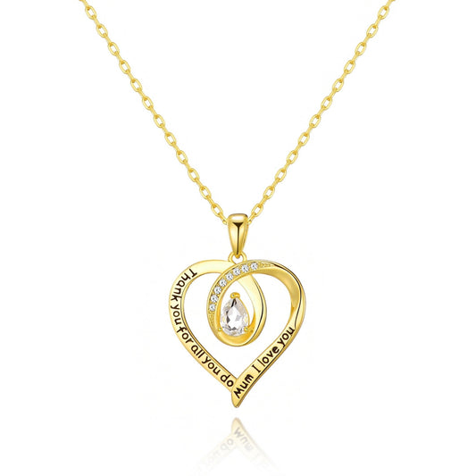 Gold Plated Mum I Love You Quote Necklace Created with Zircondia® Crystals