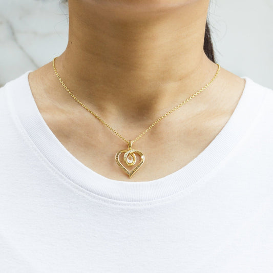 Gold Plated Mum I Love You Quote Necklace Created with Zircondia® Crystals