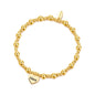 Gold Plated Niece Heart Charm Beaded Stretch Bracelet