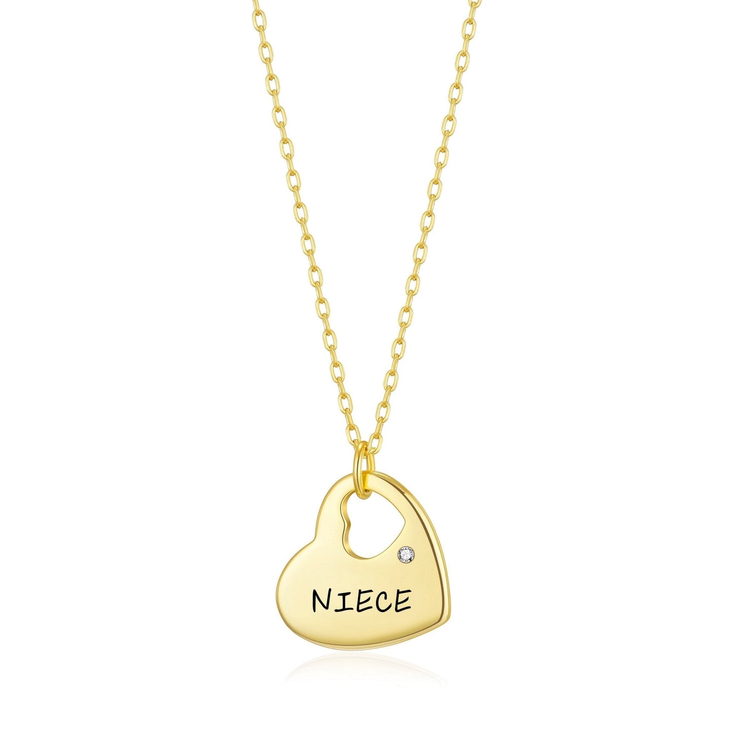 Gold Plated Niece Heart Necklace Created with Zircondia® Crystals