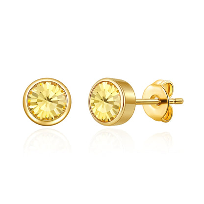 Gold Plated November (Topaz) Birthstone Earrings Created with Zircondia® Crystals