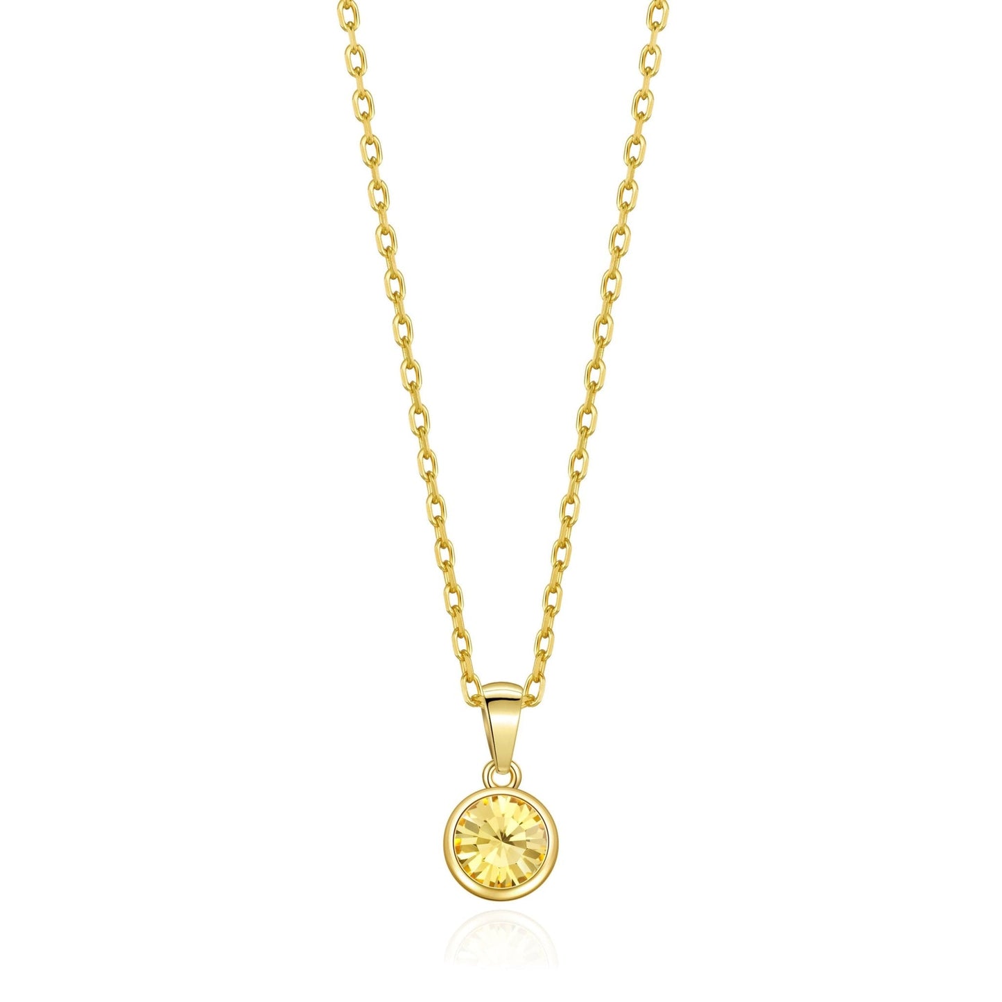 18k Gold Plated November (Topaz) Birthstone Necklace Created with Zircondia® Crystals