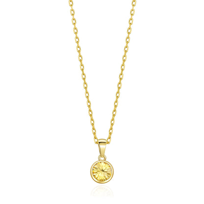 18k Gold Plated November (Topaz) Birthstone Necklace Created with Zircondia® Crystals
