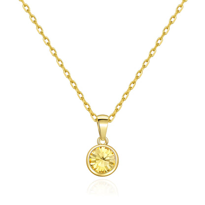 Gold Plated November (Topaz) Birthstone Necklace Created with Zircondia® Crystals