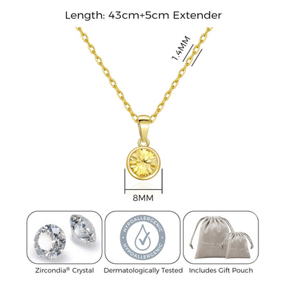 18k Gold Plated November (Topaz) Birthstone Necklace Created with Zircondia® Crystals