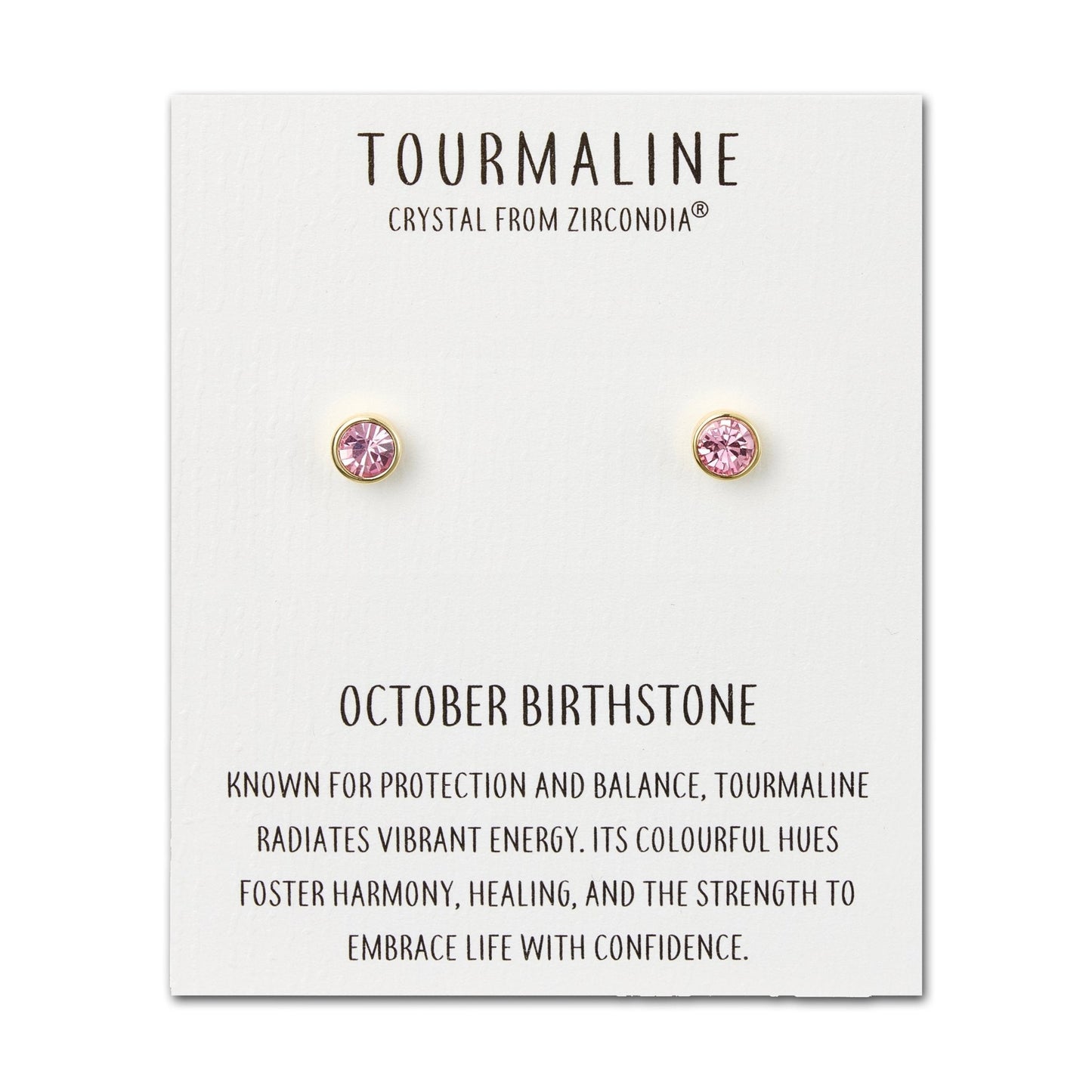 Gold Plated October (Tourmaline) Birthstone Earrings Created with Zircondia® Crystals
