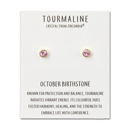 Gold Plated October (Tourmaline) Birthstone Earrings Created with Zircondia® Crystals