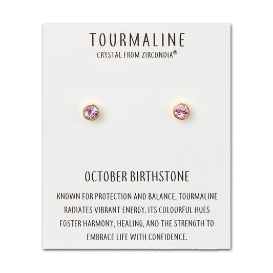 Gold Plated October (Tourmaline) Birthstone Earrings Created with Zircondia® Crystals