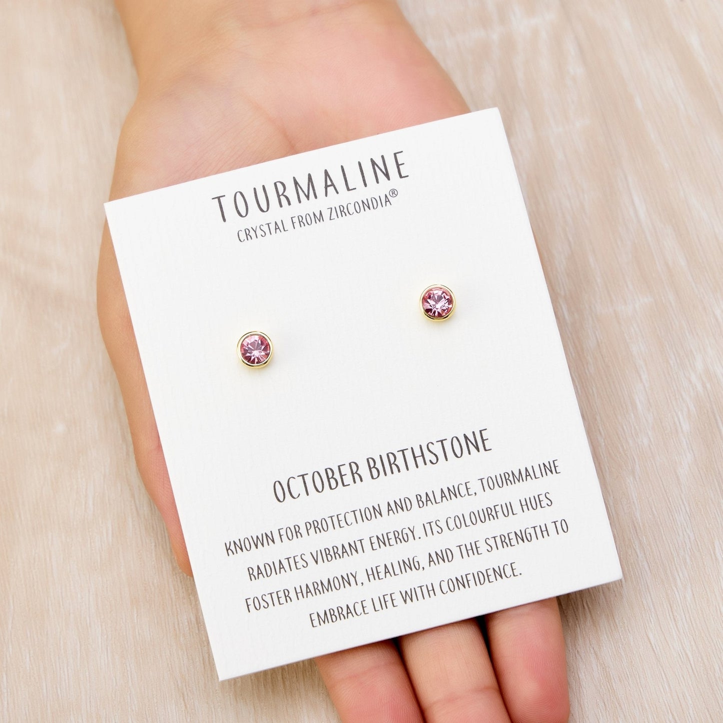 Gold Plated October (Tourmaline) Birthstone Earrings Created with Zircondia® Crystals