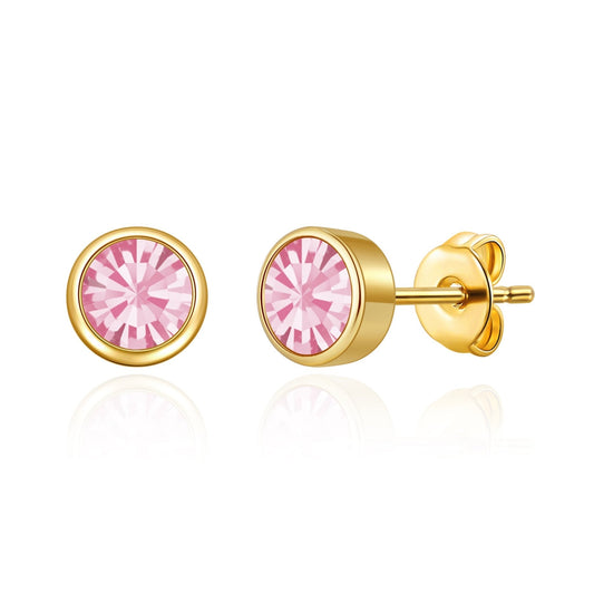 Gold Plated October (Tourmaline) Birthstone Earrings Created with Zircondia® Crystals