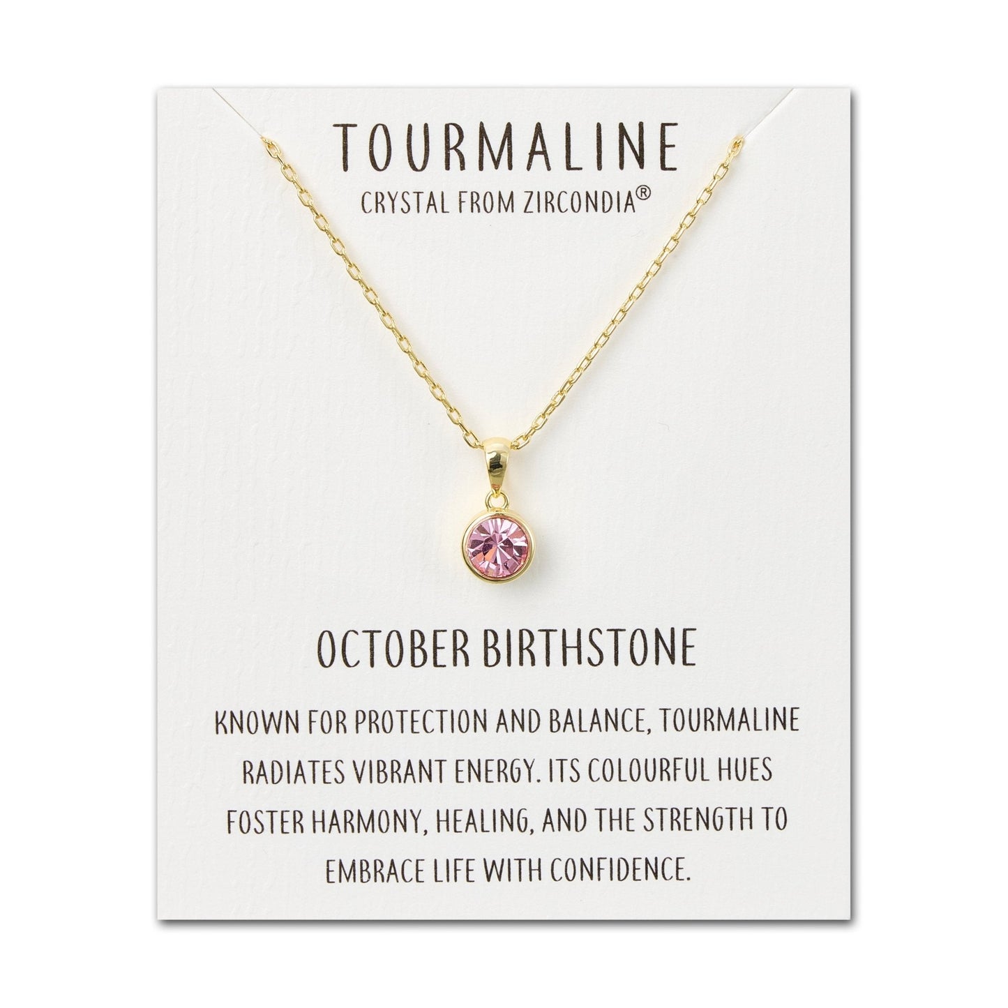 Gold Plated October (Tourmaline) Birthstone Necklace Created with Zircondia® Crystals