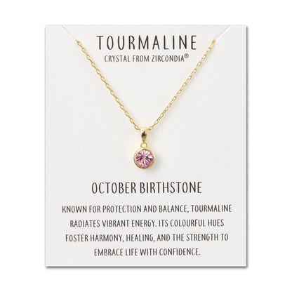 Gold Plated October (Tourmaline) Birthstone Necklace Created with Zircondia® Crystals