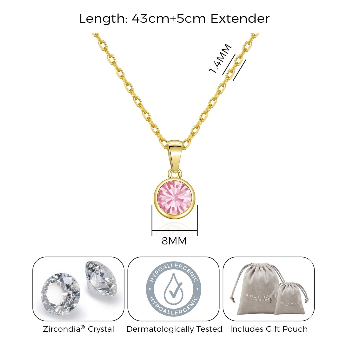 18k Gold Plated October (Tourmaline) Birthstone Necklace Created with Zircondia® Crystals